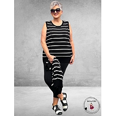 KAFFE CURVE Top/Spencer Lizzy Zwart/Wit